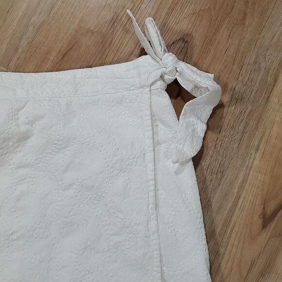🔺️Tommy Hilfiger White Textured Paisley Print Wrap Belted Skirt Size 6 - Picture 6 of 8